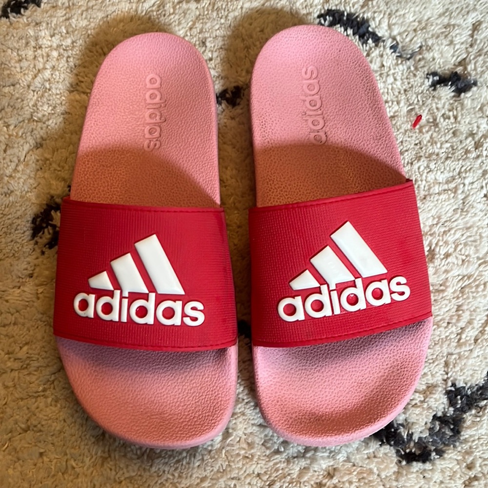 pink Adidas slides